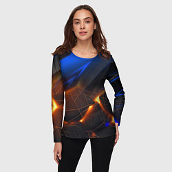Лонгслив женский Синяя абстракция с желтыми плитами, цвет: 3D-принт — фото 2