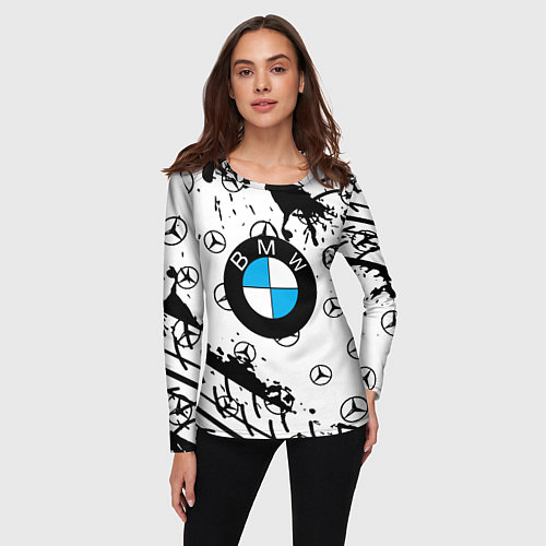 Женский лонгслив BMW x Mercedes краски / 3D-принт – фото 3