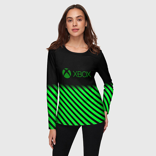 Женский лонгслив Xbox line green / 3D-принт – фото 3