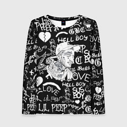 Лонгслив женский Lil Peep pattern автографы лого, цвет: 3D-принт