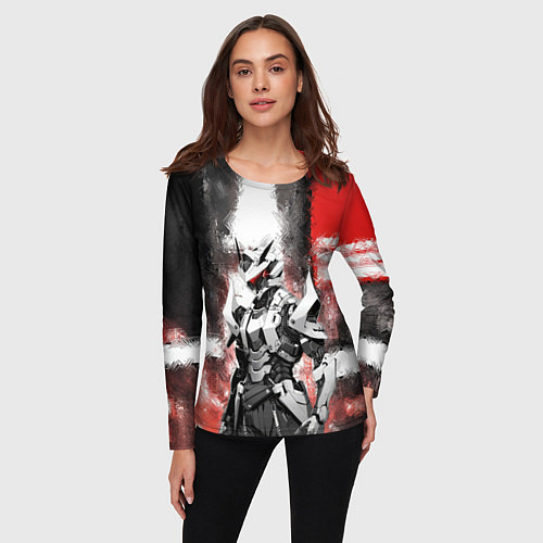 Женский лонгслив Боевой киборг в белой броне / 3D-принт – фото 3