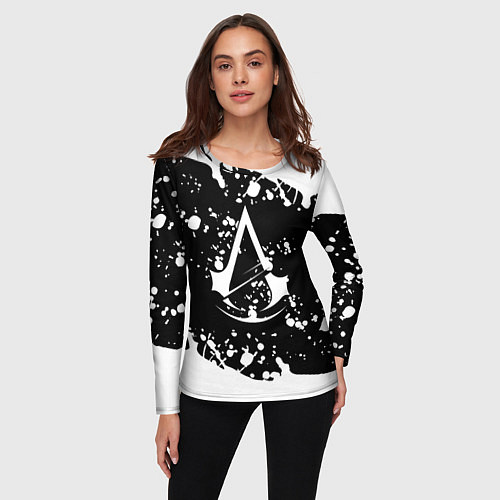 Женский лонгслив Assassins Creed logo краски / 3D-принт – фото 3