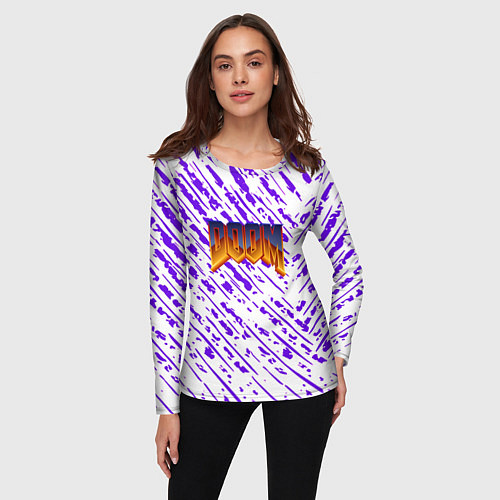 Женский лонгслив Doom neon retro / 3D-принт – фото 3