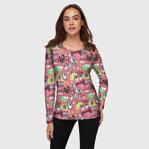 Женский лонгслив Монстры ой ой нет / 3D-принт – фото 3