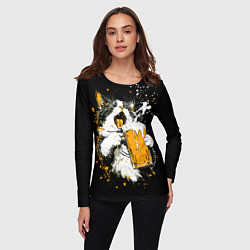 Лонгслив женский Кот поет под пиво, цвет: 3D-принт — фото 2