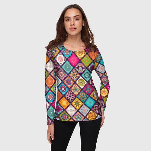 Женский лонгслив Этника стайл / 3D-принт – фото 3