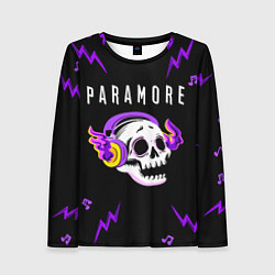 Лонгслив женский Paramore неоновый череп, цвет: 3D-принт