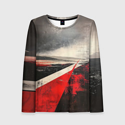 Лонгслив женский Футуристичный пейзаж в ретро стиле, цвет: 3D-принт