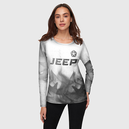 Женский лонгслив Jeep - white gradient посередине / 3D-принт – фото 3