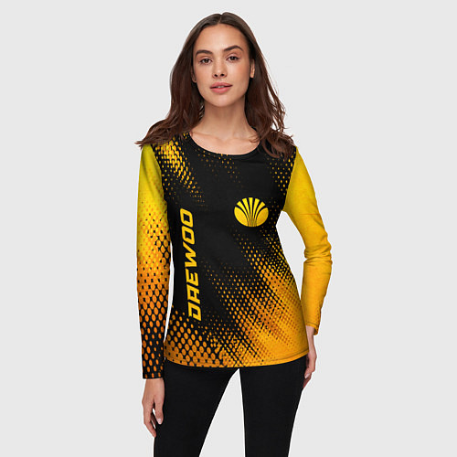 Женский лонгслив Daewoo - gold gradient вертикально / 3D-принт – фото 3