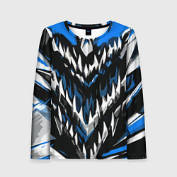 Женский лонгслив Абстрактные бело-синие шипы