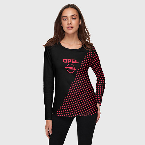 Женский лонгслив Opel чёрно-розовый / 3D-принт – фото 3