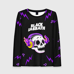 Лонгслив женский Black Sabbath неоновый череп, цвет: 3D-принт