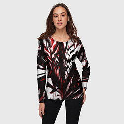 Лонгслив женский White and red abstraction on a black background, цвет: 3D-принт — фото 2