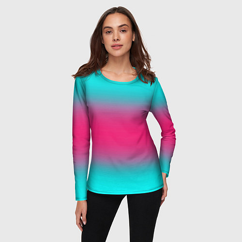 Женский лонгслив Градиент текстура неон / 3D-принт – фото 3