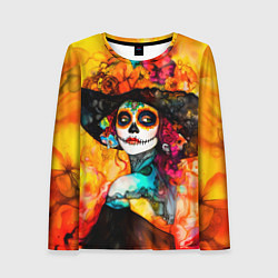 Лонгслив женский Катрина в черной шляпе, цвет: 3D-принт