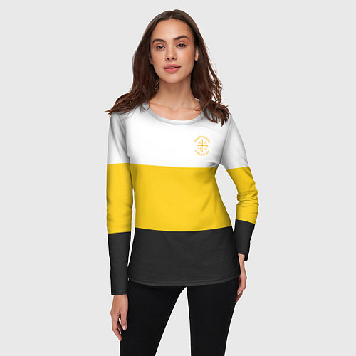 Женский лонгслив Мы русские с нами Бог НИКА желтая патриоты / 3D-принт – фото 3