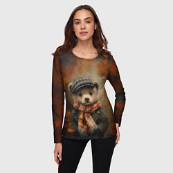 Лонгслив женский Мишка в клетчатой кепке, цвет: 3D-принт — фото 2