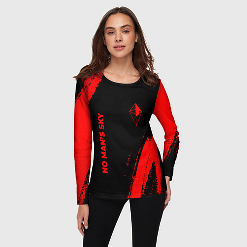 Женский лонгслив No Mans Sky - red gradient вертикально / 3D-принт – фото 3