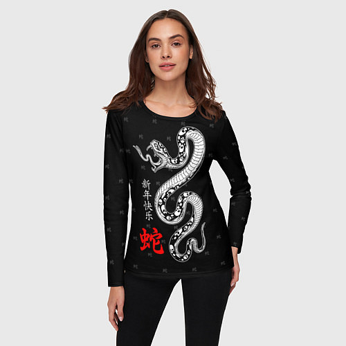 Женский лонгслив Змея с черепами / 3D-принт – фото 3
