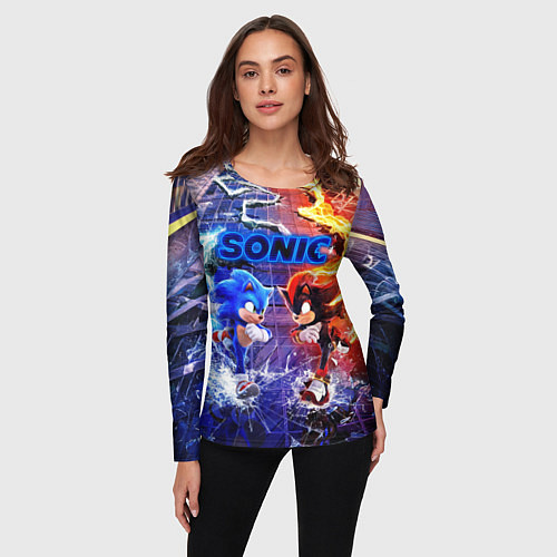 Женский лонгслив Соник и Шэдоу ёжики / 3D-принт – фото 3