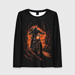 Лонгслив женский Мотоциклист с черепом, цвет: 3D-принт