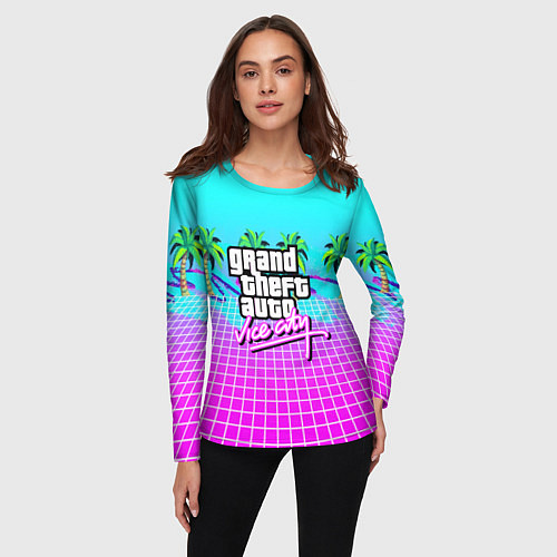 Женский лонгслив Vice city tropic collection / 3D-принт – фото 3