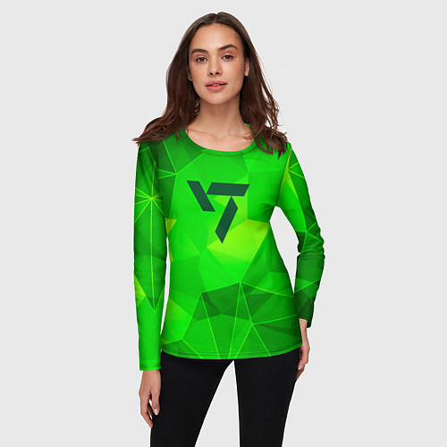 Женский лонгслив Seventeen green poly / 3D-принт – фото 3