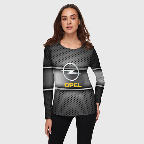 Женский лонгслив Opel carbon metal steel / 3D-принт – фото 3