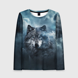 Лонгслив женский Волк ночью под луной, цвет: 3D-принт