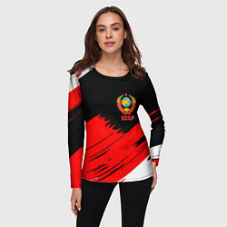 Лонгслив женский СССР краски абстрактные текстура, цвет: 3D-принт — фото 2