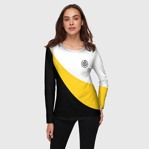 Женский лонгслив Мы русские с нами Бог малый черный кцк Николай II / 3D-принт – фото 3