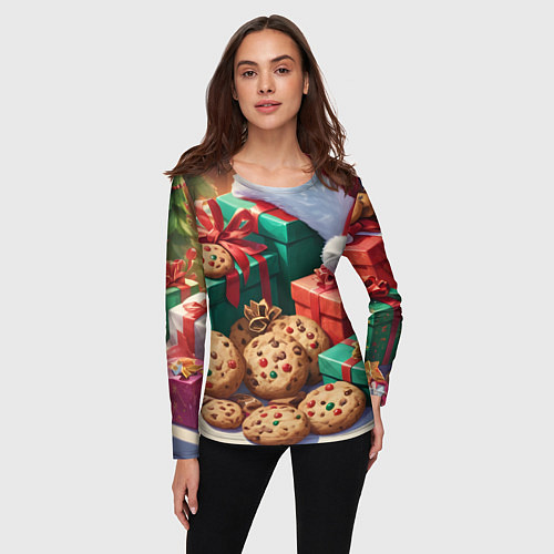 Женский лонгслив Рождественские подарки / 3D-принт – фото 3