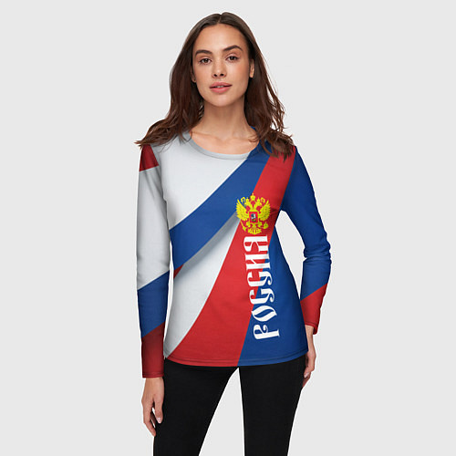 Женский лонгслив Цвета флага России и герб / 3D-принт – фото 3
