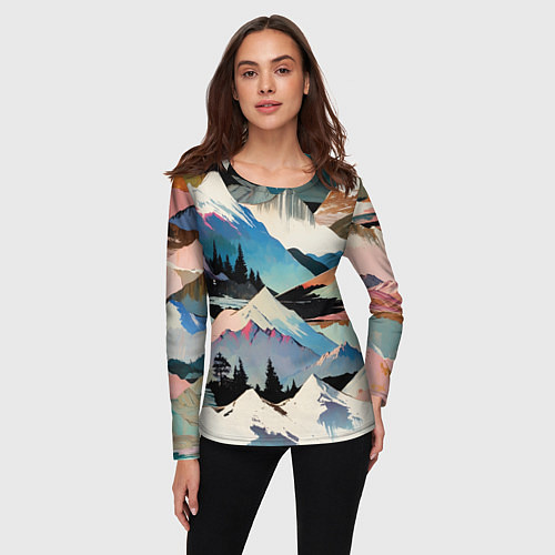 Женский лонгслив Снежные горы / 3D-принт – фото 3