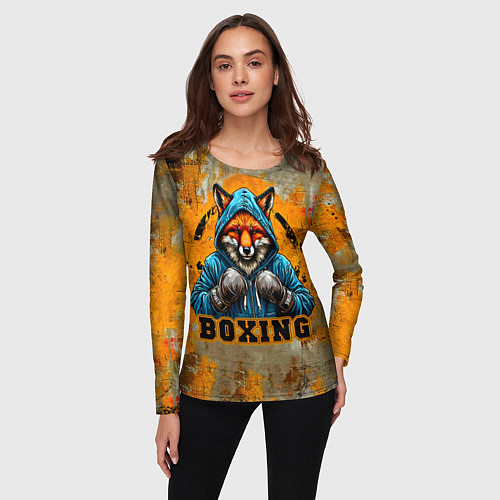 Женский лонгслив Лис боксер / 3D-принт – фото 3