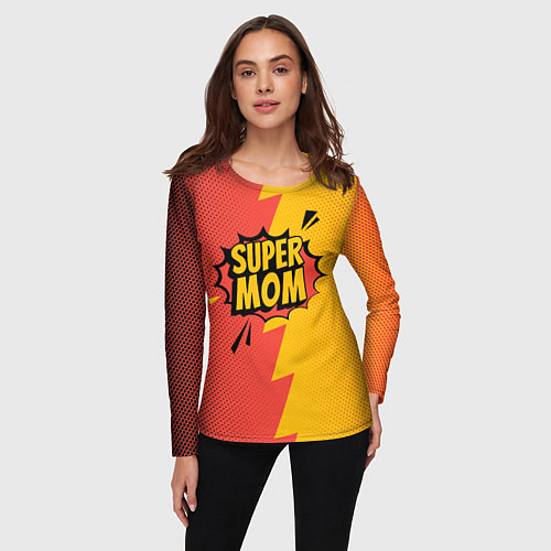 Женский лонгслив Super mom - superhero / 3D-принт – фото 3
