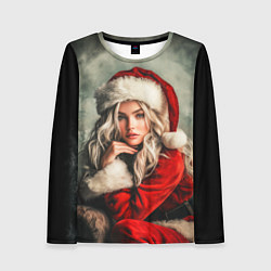 Лонгслив женский Блондинка в костюме Санты, цвет: 3D-принт