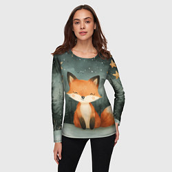 Лонгслив женский Лисица в новогоднем лесу, цвет: 3D-принт — фото 2