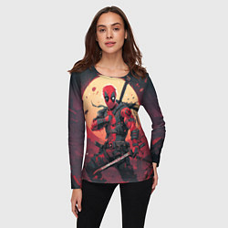Лонгслив женский Дэдпул самурай, цвет: 3D-принт — фото 2