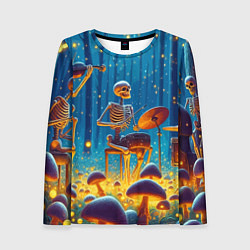 Лонгслив женский Квинтет скелетов в сказочном лесу, цвет: 3D-принт