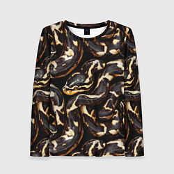 Лонгслив женский Змея черно-белая, цвет: 3D-принт