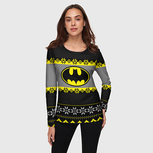 Женский лонгслив Бэтмен новогодний / 3D-принт – фото 3