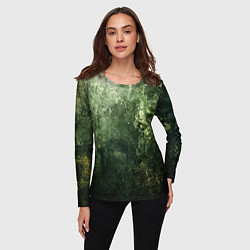 Лонгслив женский Зеленый камуфляж с эффектом старины, цвет: 3D-принт — фото 2