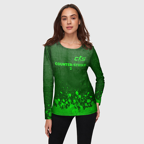 Женский лонгслив Counter-Strike 2 - green gradient посередине / 3D-принт – фото 3