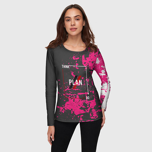 Женский лонгслив Think plan do / 3D-принт – фото 3