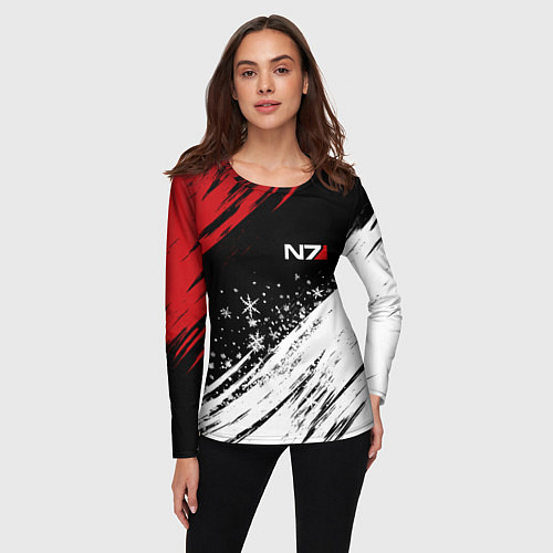 Женский лонгслив Mass Effect - Merry Christmas / 3D-принт – фото 3