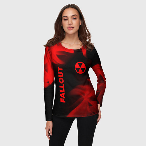 Женский лонгслив Fallout - red gradient вертикально / 3D-принт – фото 3
