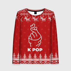 Лонгслив женский Новогодний K Pop с оленями, цвет: 3D-принт