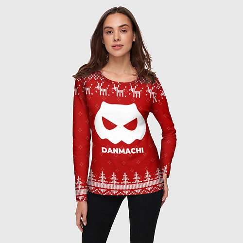 Женский лонгслив Новогодний DanMachi с оленями / 3D-принт – фото 3